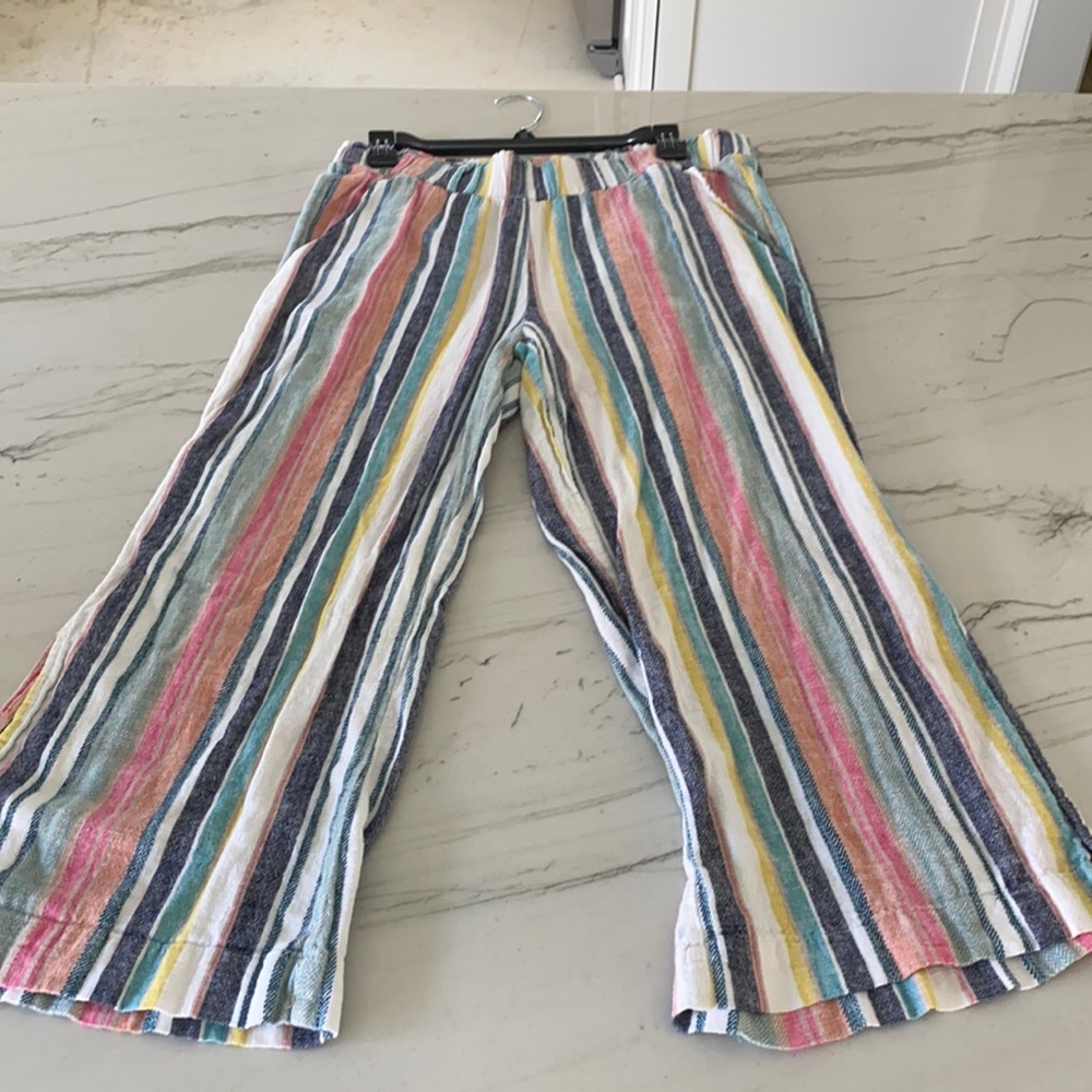 Colorful Linen Elastic Pants Size Large brand indigo rein